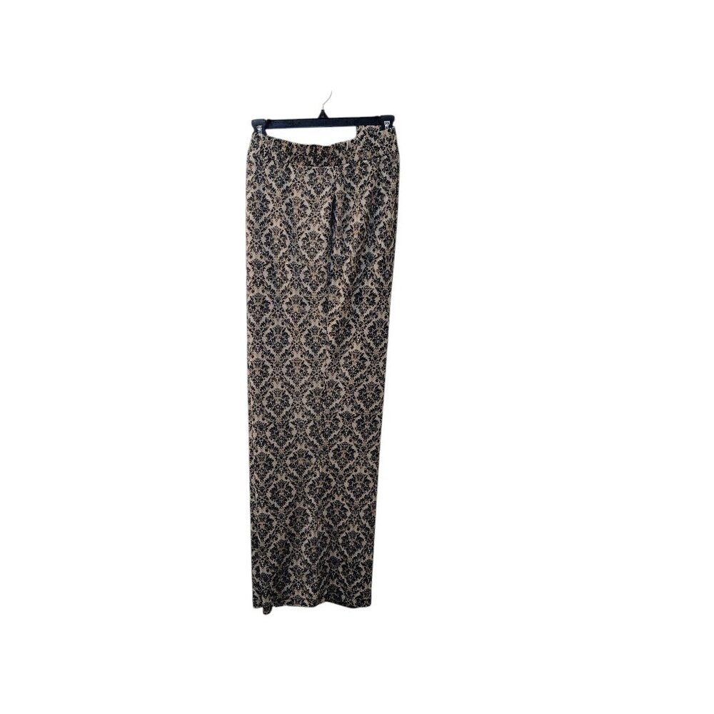KIM ROGERS: Women’s Pullon Pants, Size 2X, Tan/Black Floral